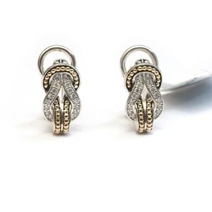 LAGOS 18K Yellow Gold & Sterling Silver Newport Diamond Knot Large Omega Clasp